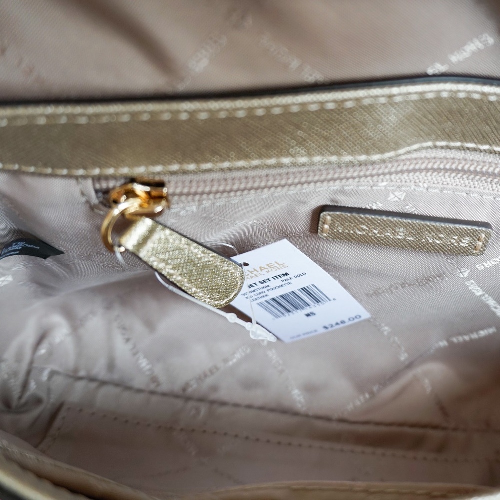 Michael Kors Jet Set M Pouchette Xbody Pale Gold_7
